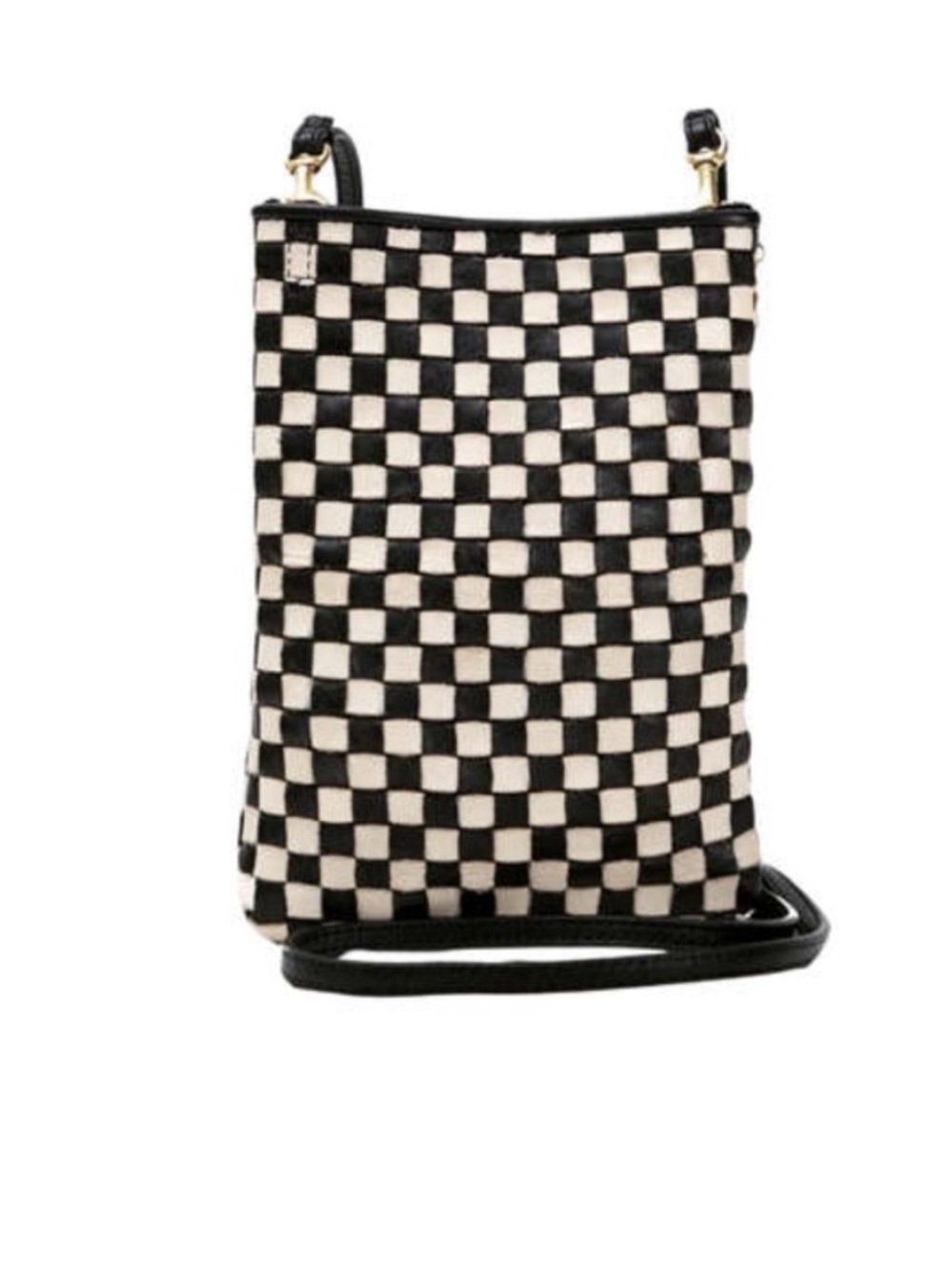 Clare V. Poche Woven Checkered Leather Mini Crossbody NWOT